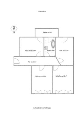 Grundriss Merseburger 210 1.OG re-1 - +++großzügige 3-Raum-Wohnung mit Balkon+++